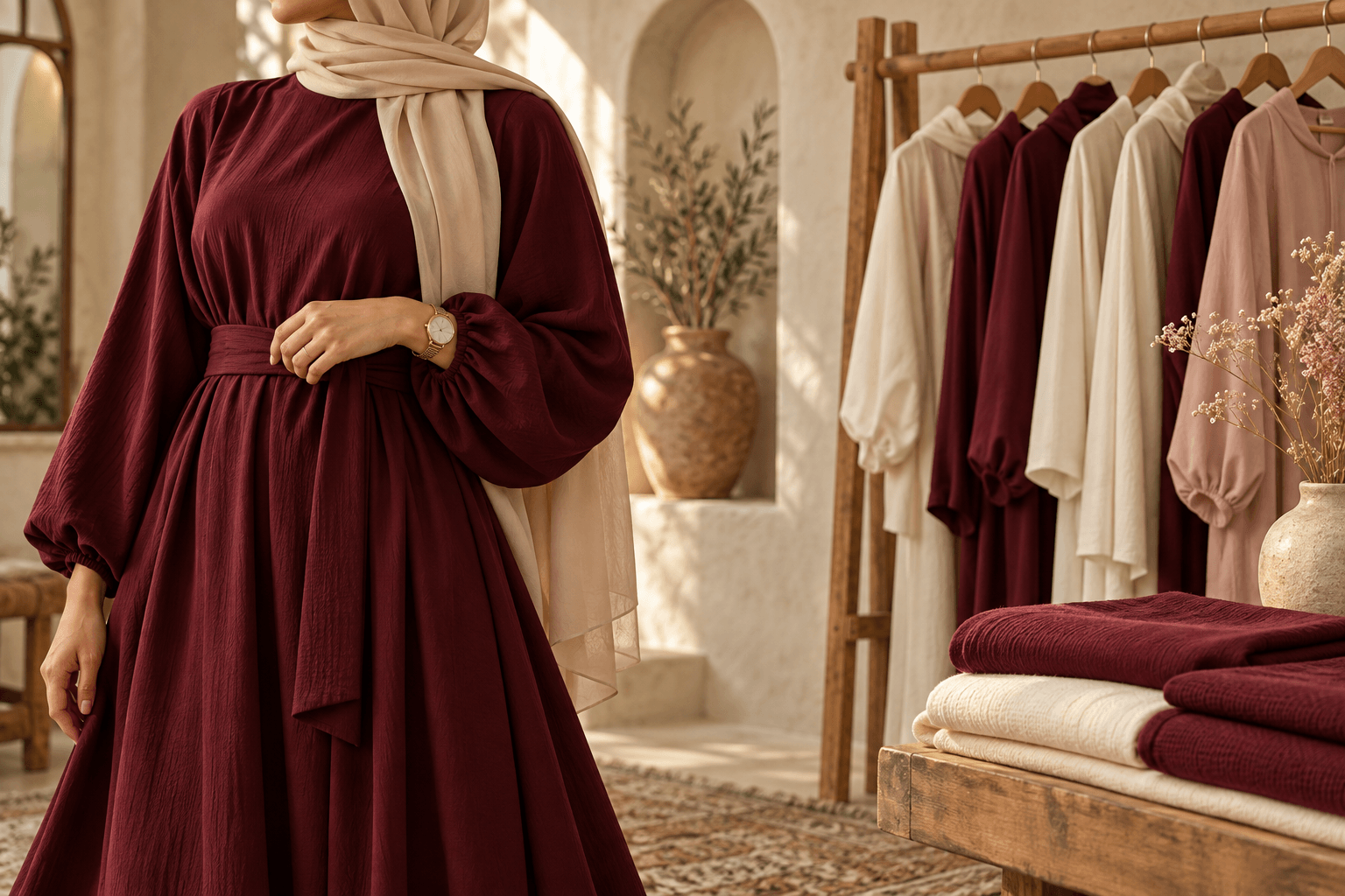 Inspiration : détails d’une tenue bordeaux et matières douces